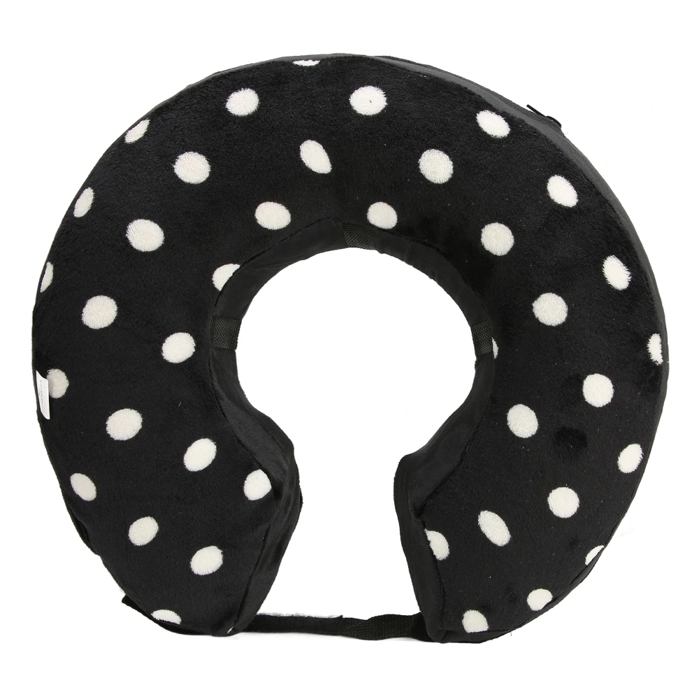 Pet Cone Collar Short Plush Protective Inflatable After Surgery Pet Recovery Collar for Dogs and Cats Black and White Dots S