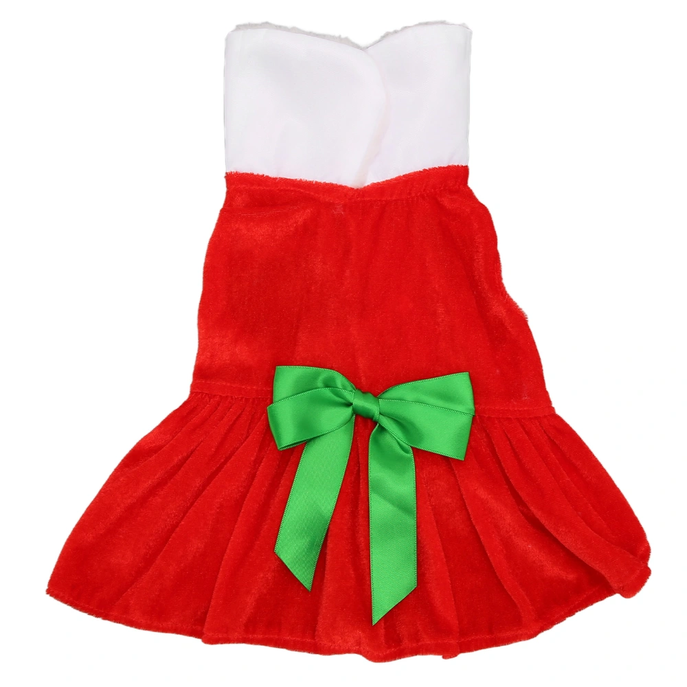 Pet Christmas Dress Stylish Cute Bow Decoration Shiny Soft Warm High Collar Christmas Dog Skirt for Small Dogs XL