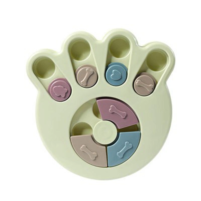 Dog Treat Puzzle Interacive Cute Shape Slow Eating Dogs Food Puzzle Feeder Toys for Pet Dog Paw Green