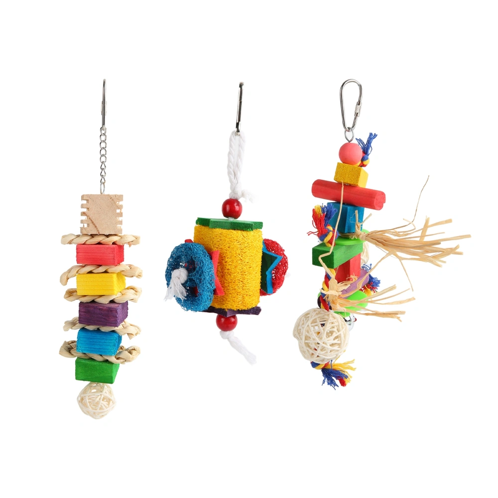 Parrot Chewing Toys Beak Grinding Colorful Bird Bite Toy with Hook for Cockatiel Budgies Parakeets