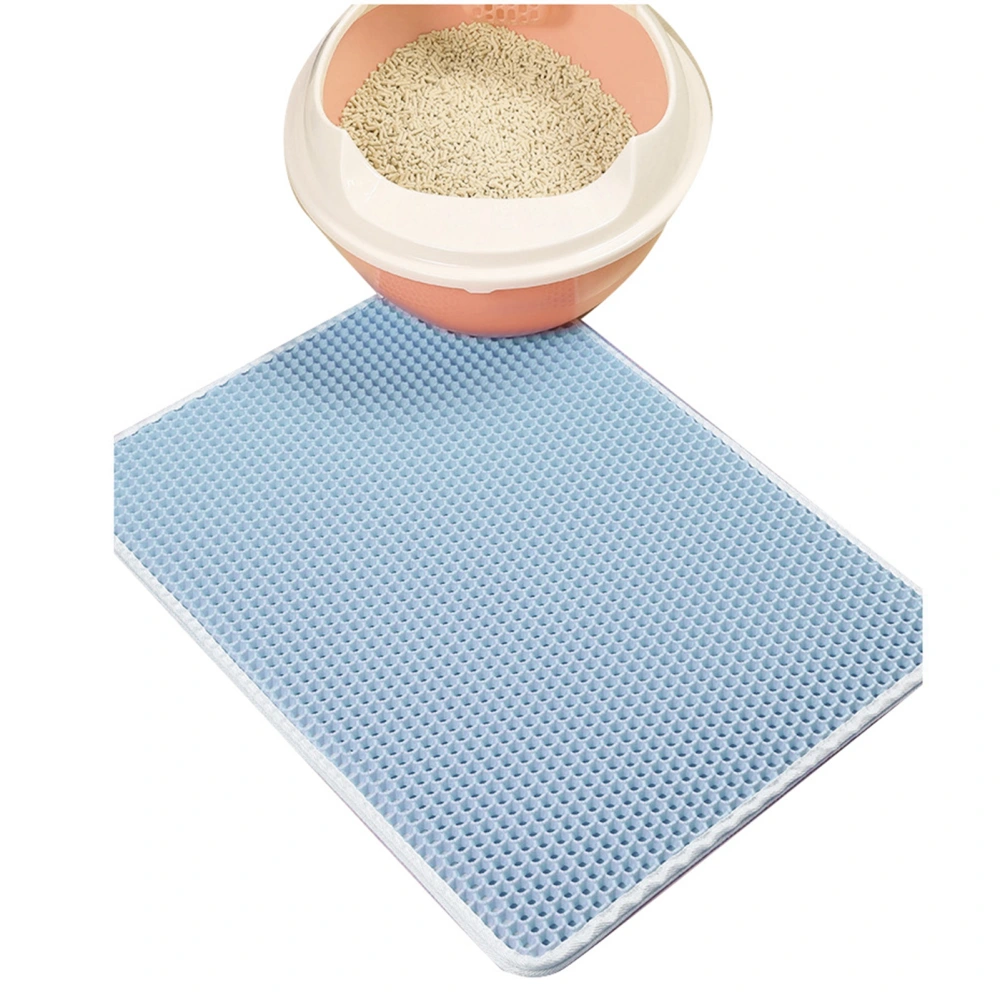 Cat Litter Mat Double Layer Waterproof Slip Resistant Easy Clean Kitty Litter Trapping Mat 40x50cm Baby Blue