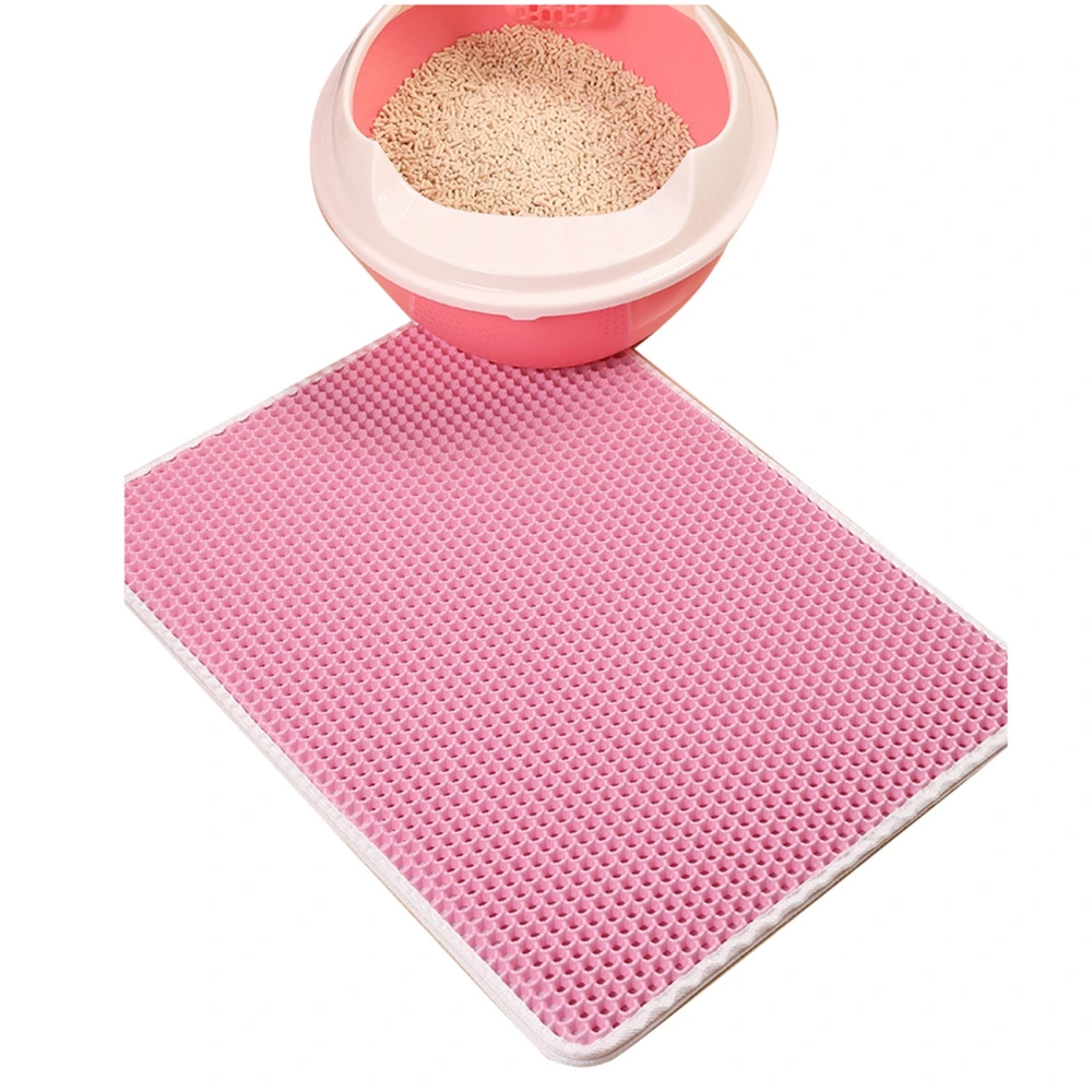 Cat Litter Mat Double Layer Waterproof Slip Resistant Easy Clean Kitty Litter Trapping Mat 40x50cm Pink