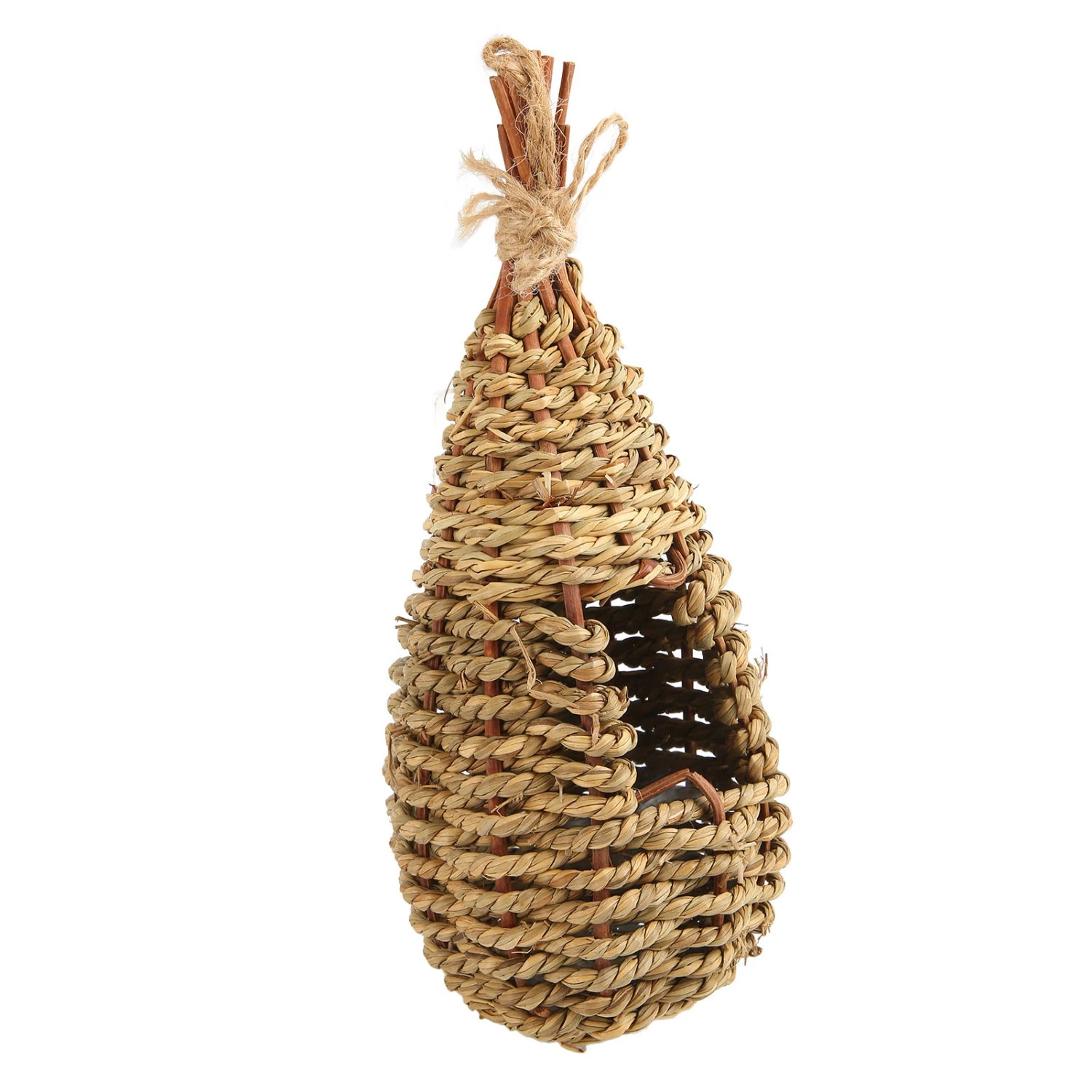 Grass Woven Bird Nest Natural Hanging Hand Woven Hummingbird Nest for Outdoor Garden Patio