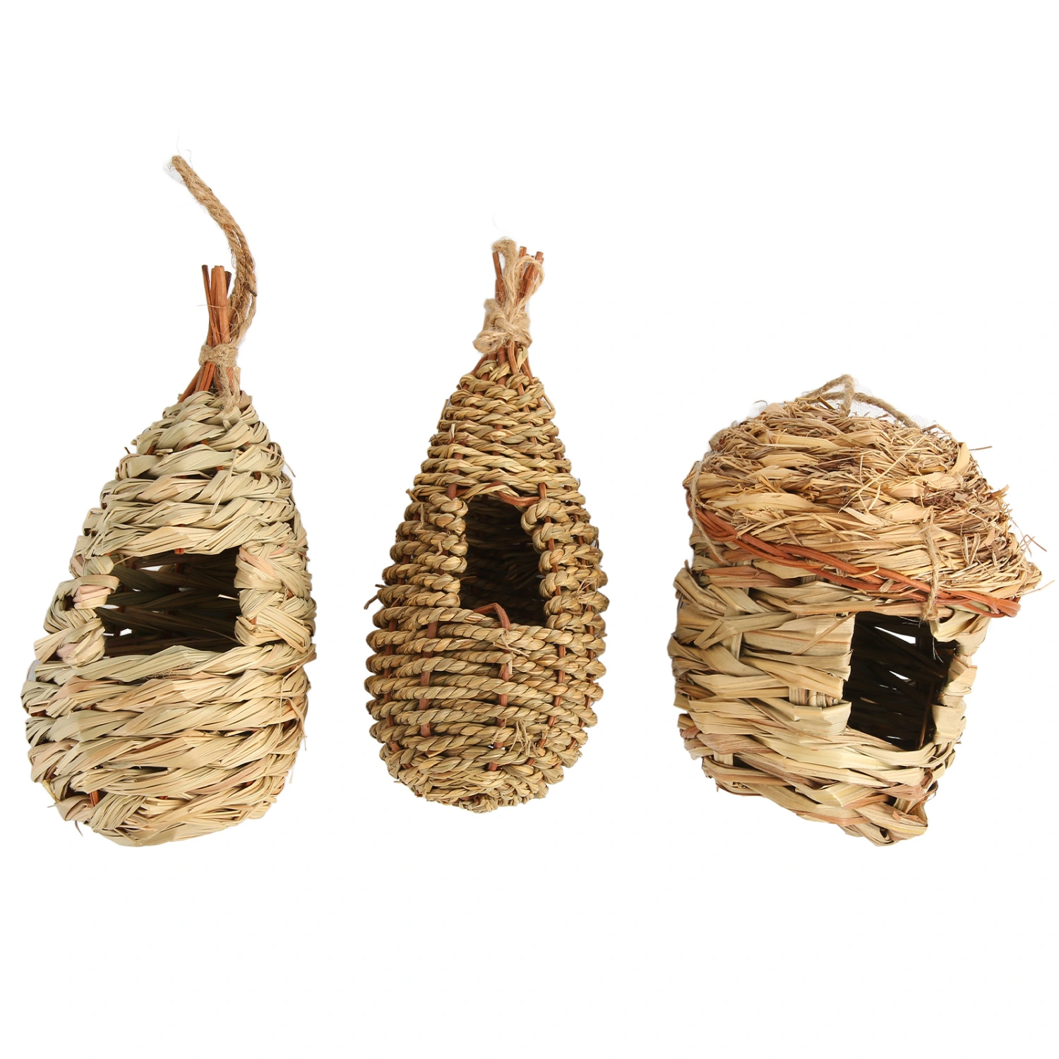 3Pcs Hummingbird House Small Grass Hanging Hand Woven Hummingbird House for Pearl Bird Munia Hummingbird