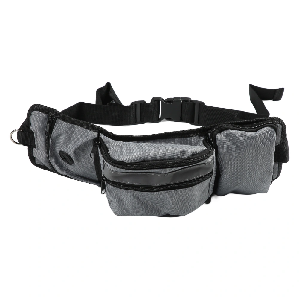 Dog Training Waist Bag Large Capacity Reflective Puppy Treat Waist Pouch with Bottle Holder Poop Bag Dispenser Gray