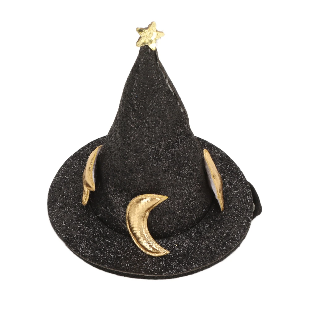 Buyweek Hamster Hat Moon Star Pattern Small Animal Pet Top Hats with Adjustable Chin Strap for Turtles Lizards Geckos Black