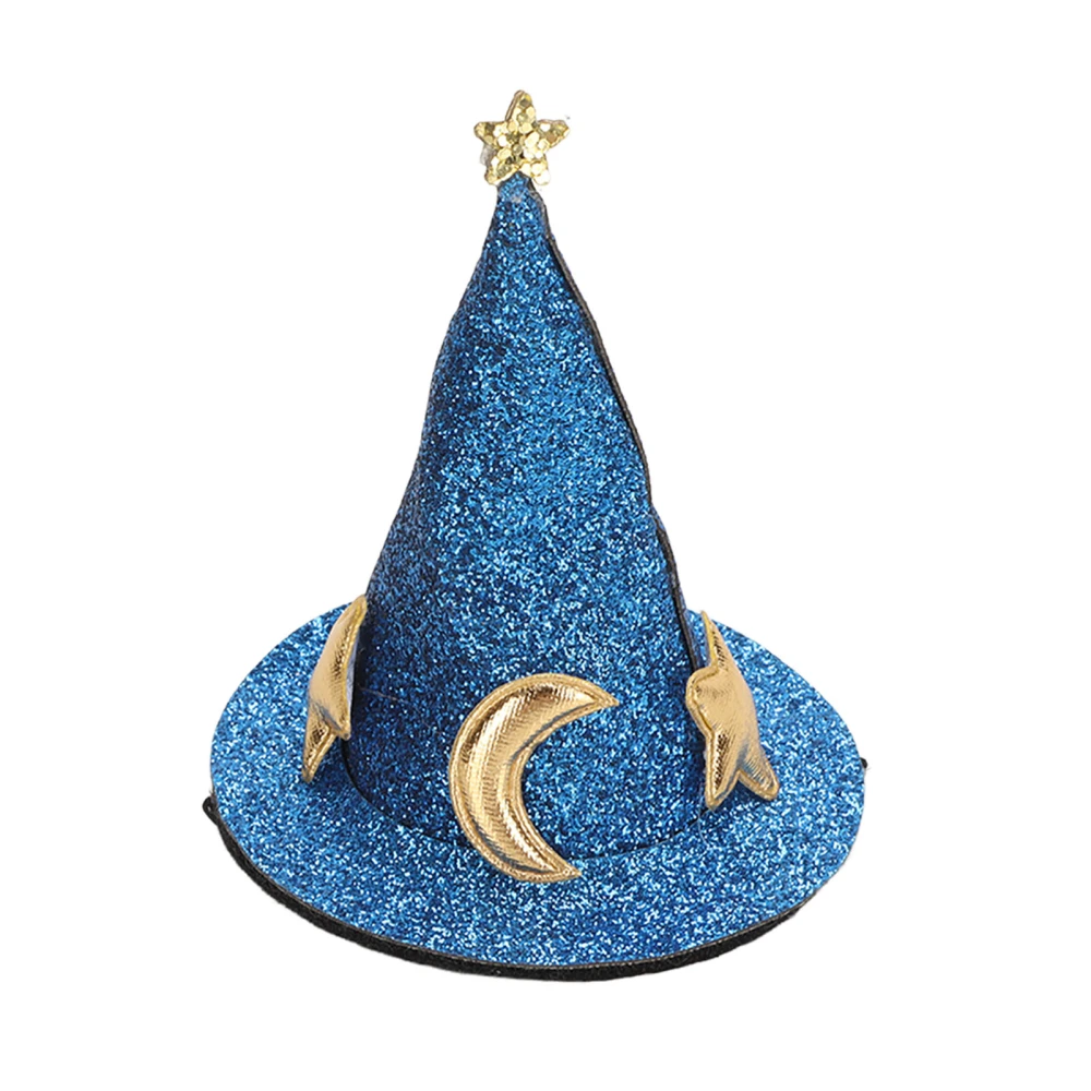 Hamster Hat Moon Star Pattern Small Animal Pet Top Hats with Adjustable Chin Strap for Turtles Lizards Geckos Blue