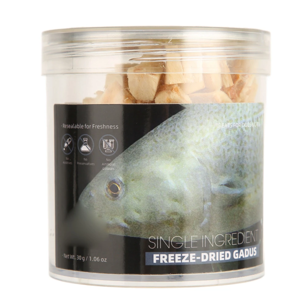 Buyweek 30g Cat Freeze Dried Cod Grain Natural Highly Nutritious Easy to Digest Pet Freeze Dried Cod Grain for Cat Dog