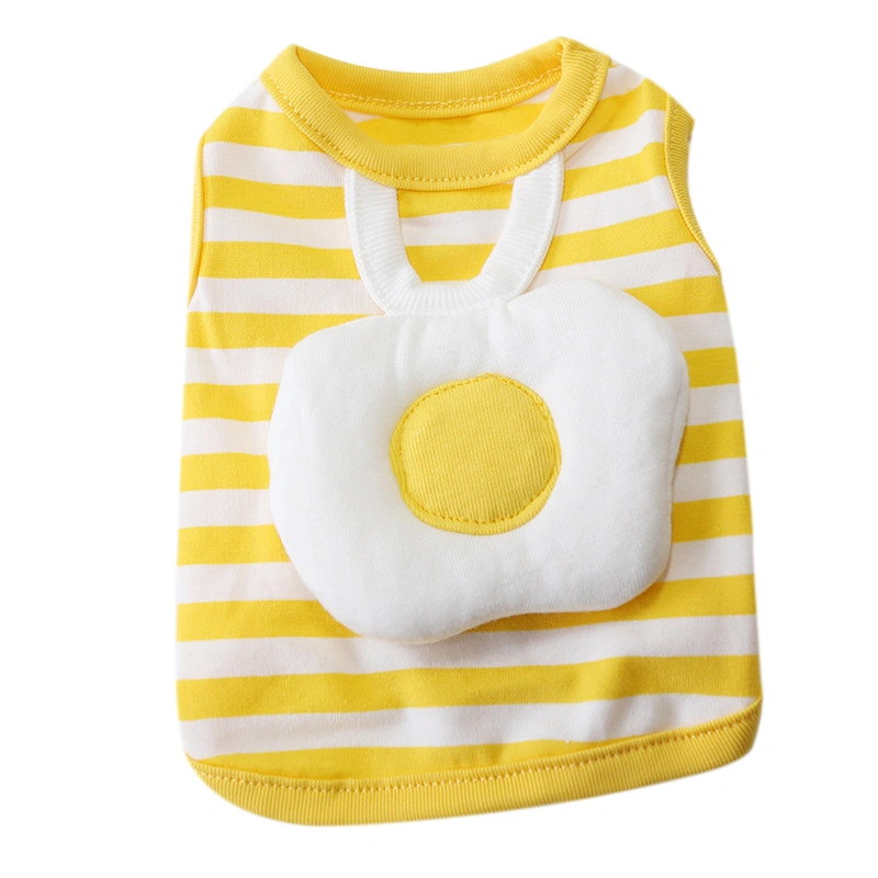 Puppy Striped Egg Vest Cute Skin Friendly Breathable Round Neck Dog Costumes for Spring Summer Yellow M