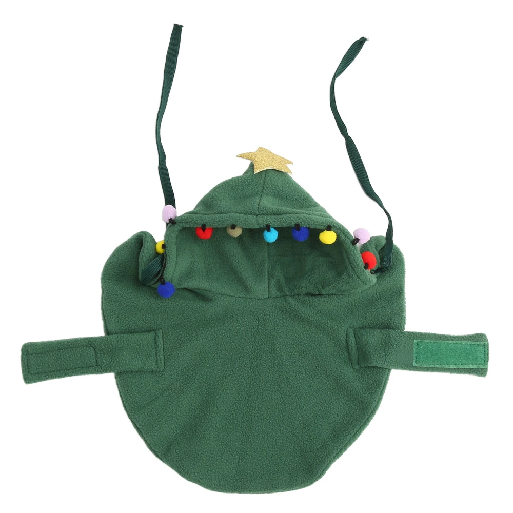 Cat Christmas Cape Warm Puppy Xmas Cloak with Star and Pompoms for Small Medium Pets Green M