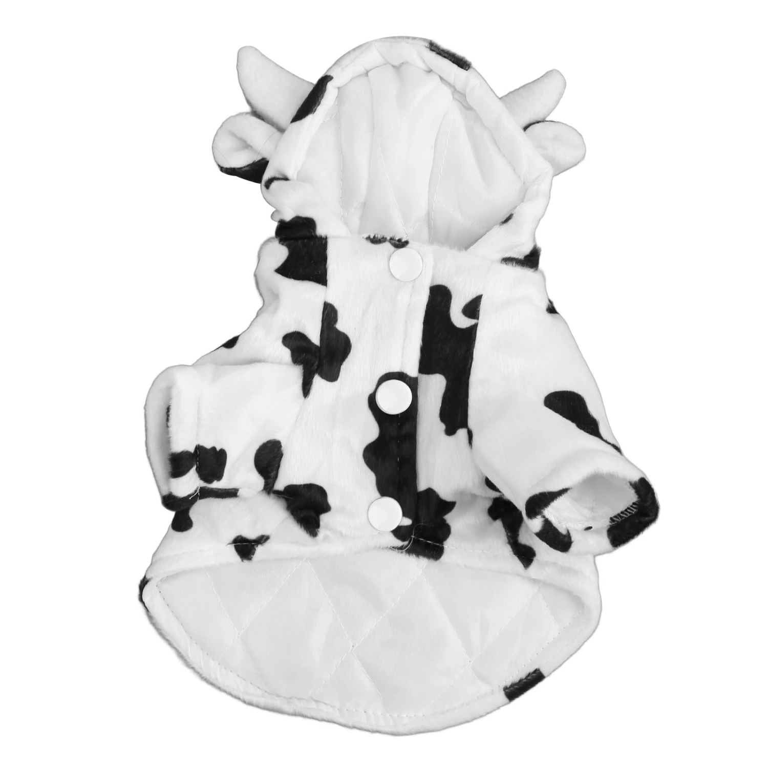 Dog Hoodie Winter Jacket Stylish Cute Cow Design Comfortable Warm Pet Winter Clothes for Small Medium Dogs White M