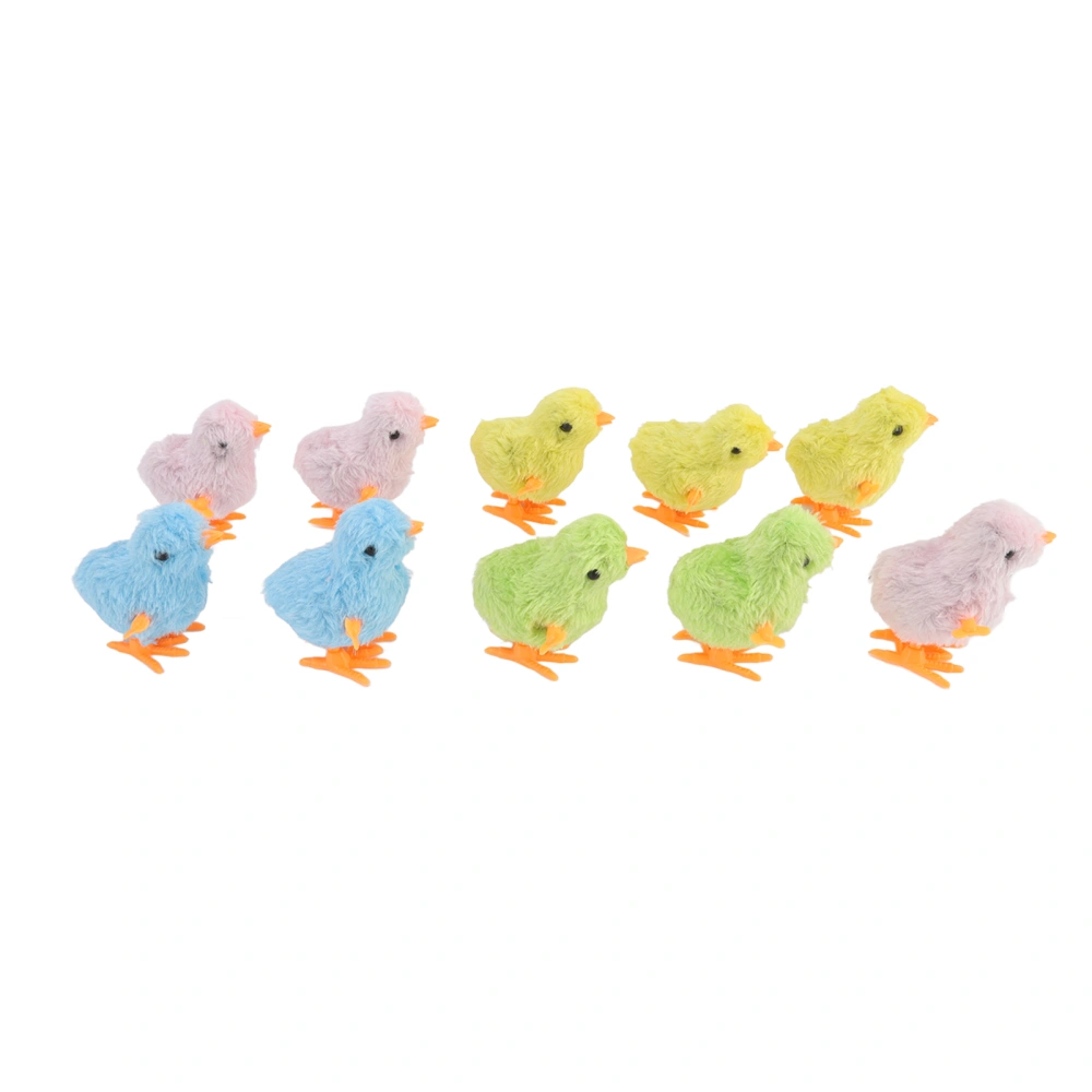 10pcs Clockwork Chick Toy Cute Fun Colorful Stuffed Chick Hopping Wind Up Toy for Cats Kittens Toddlers