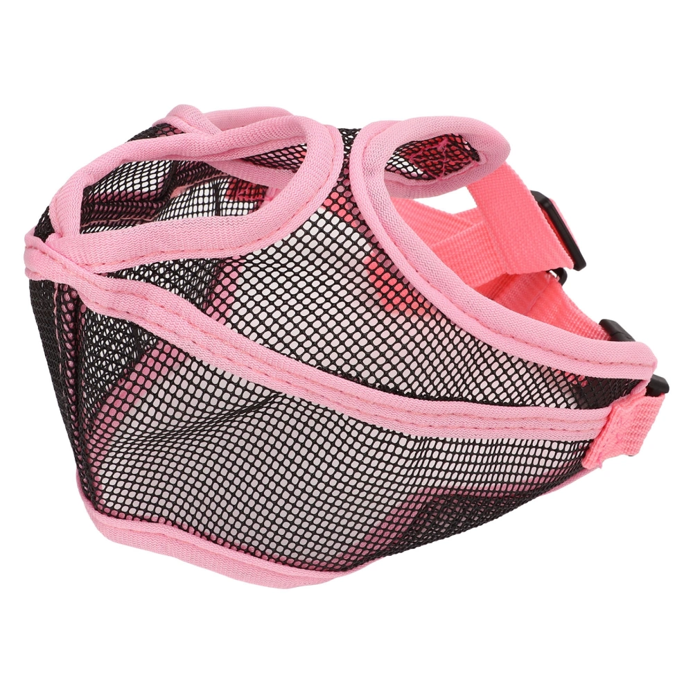 Short Snout Dog Muzzle Adjustable Breathable Prevent Biting Chewing Dog Mesh Muzzle for Bulldog Shar Pei Chihuahua Pink M