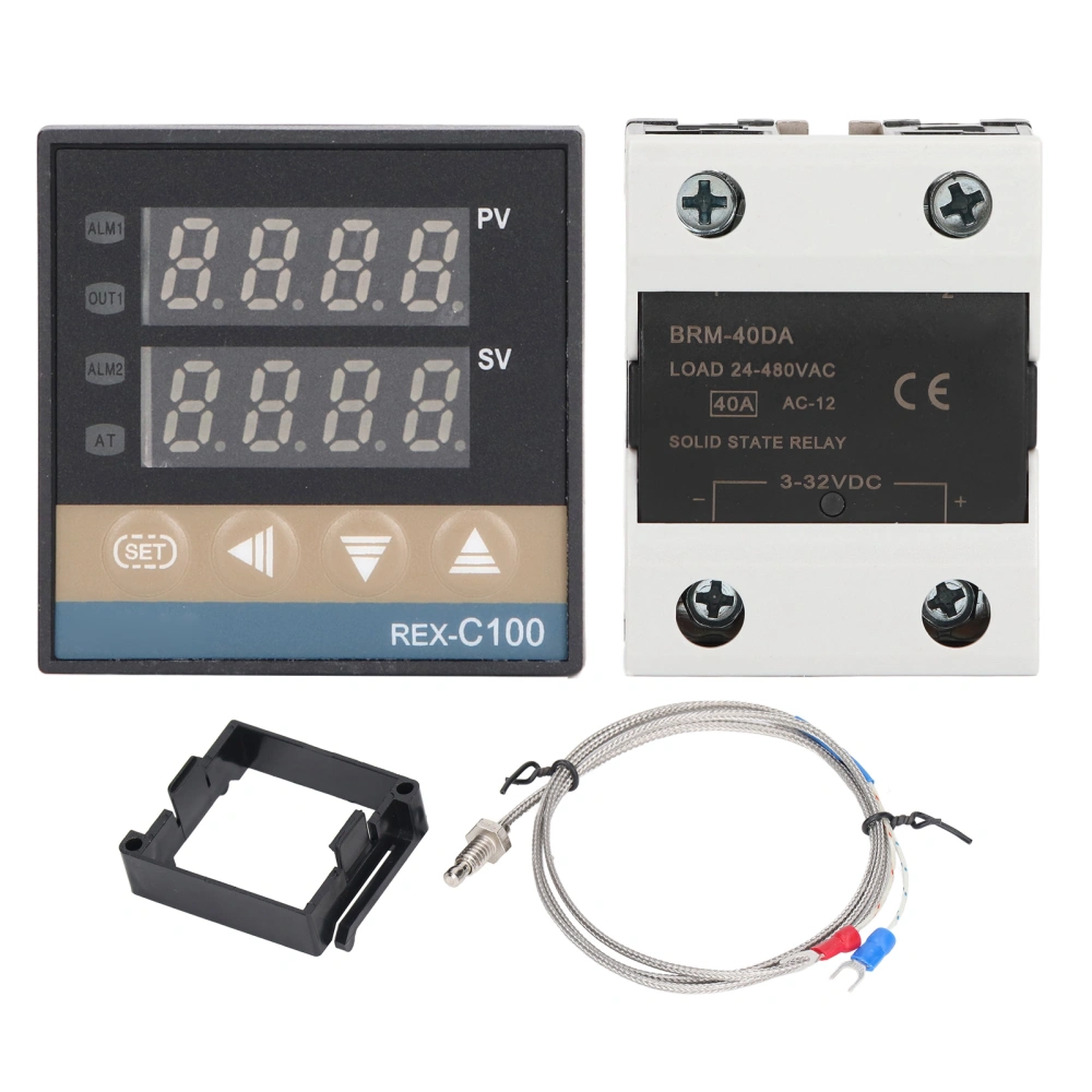 PID Thermostat Temperature Controller Set 0‑400℃ Thermostat Temperature Controller with Relay Thermocouple 100‑240V 40A