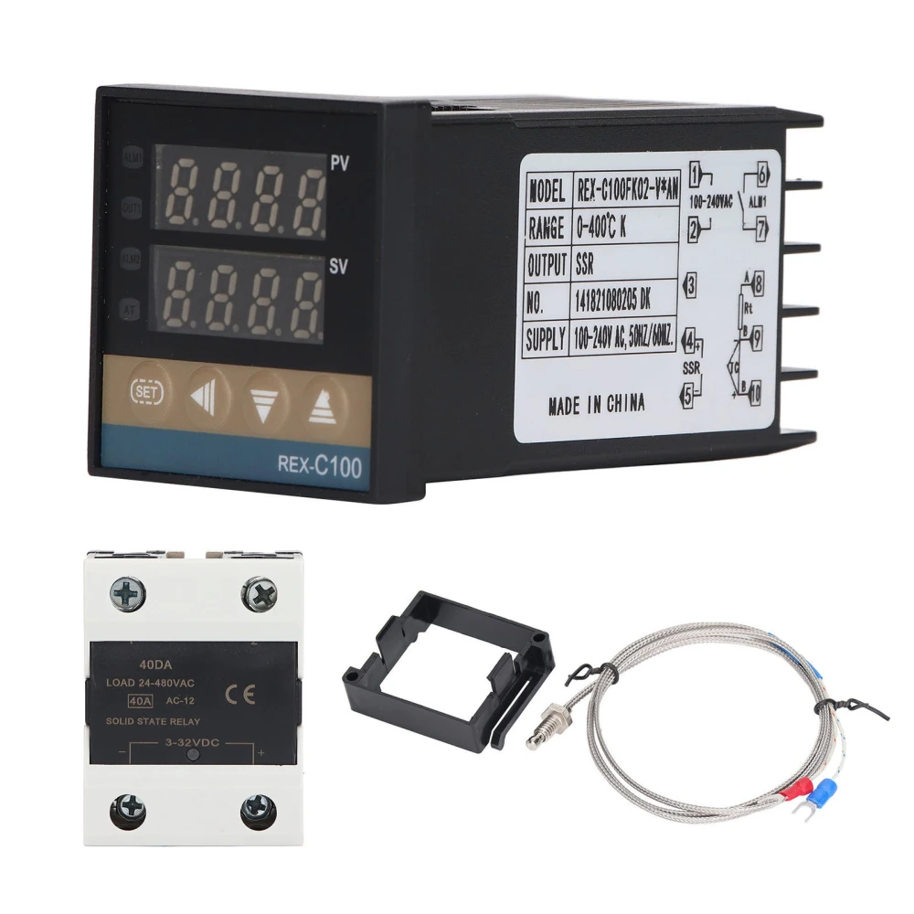 Digital PID Temperature Controller Set 3 Pieces 0‑400℃ Temperature Controller Thermocouple Relay Module Set 100‑240V 40A