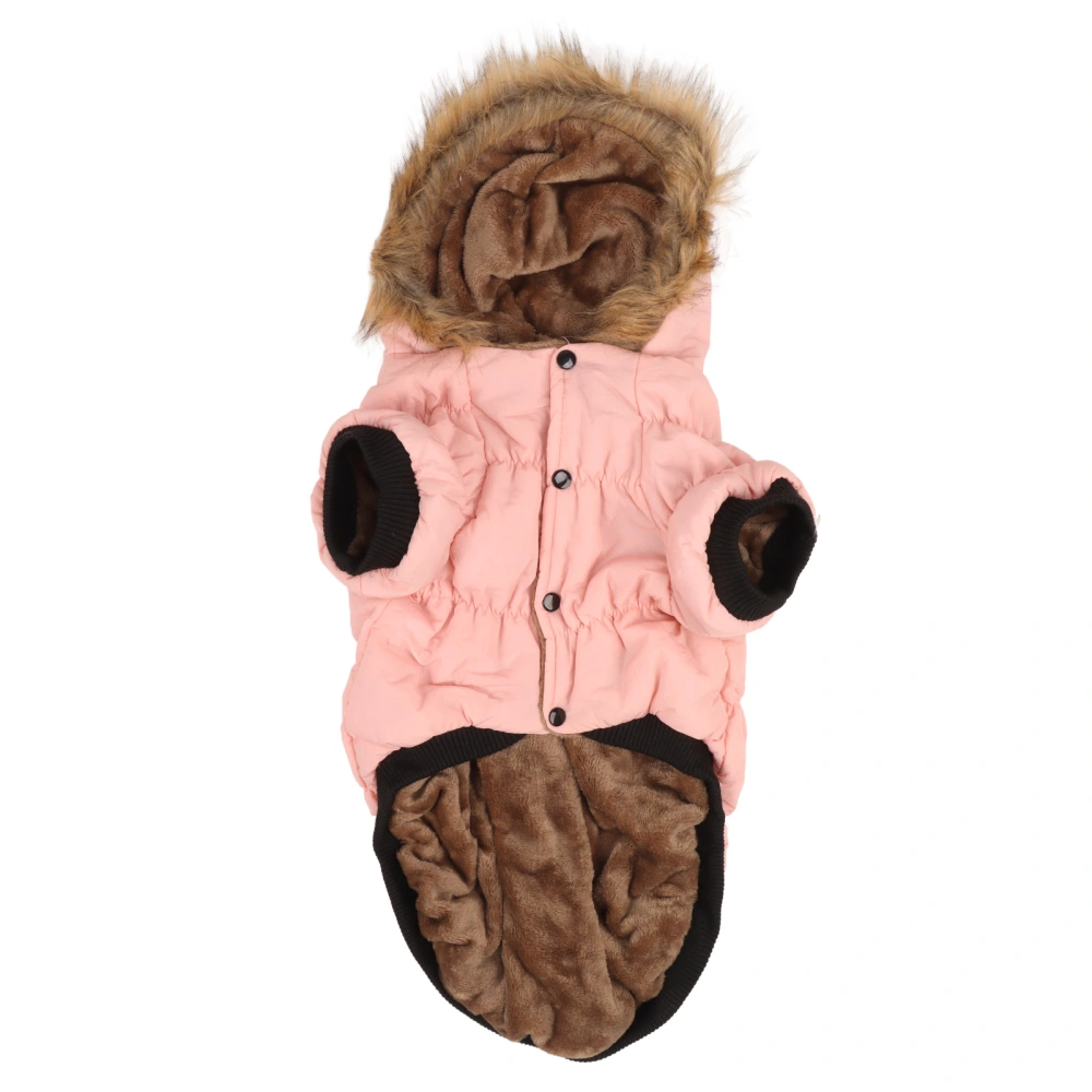 Dog Hooded Down Jacket Double Layer Thickening Pet Cold Weather Coat for Large Dogs Pink 4XL