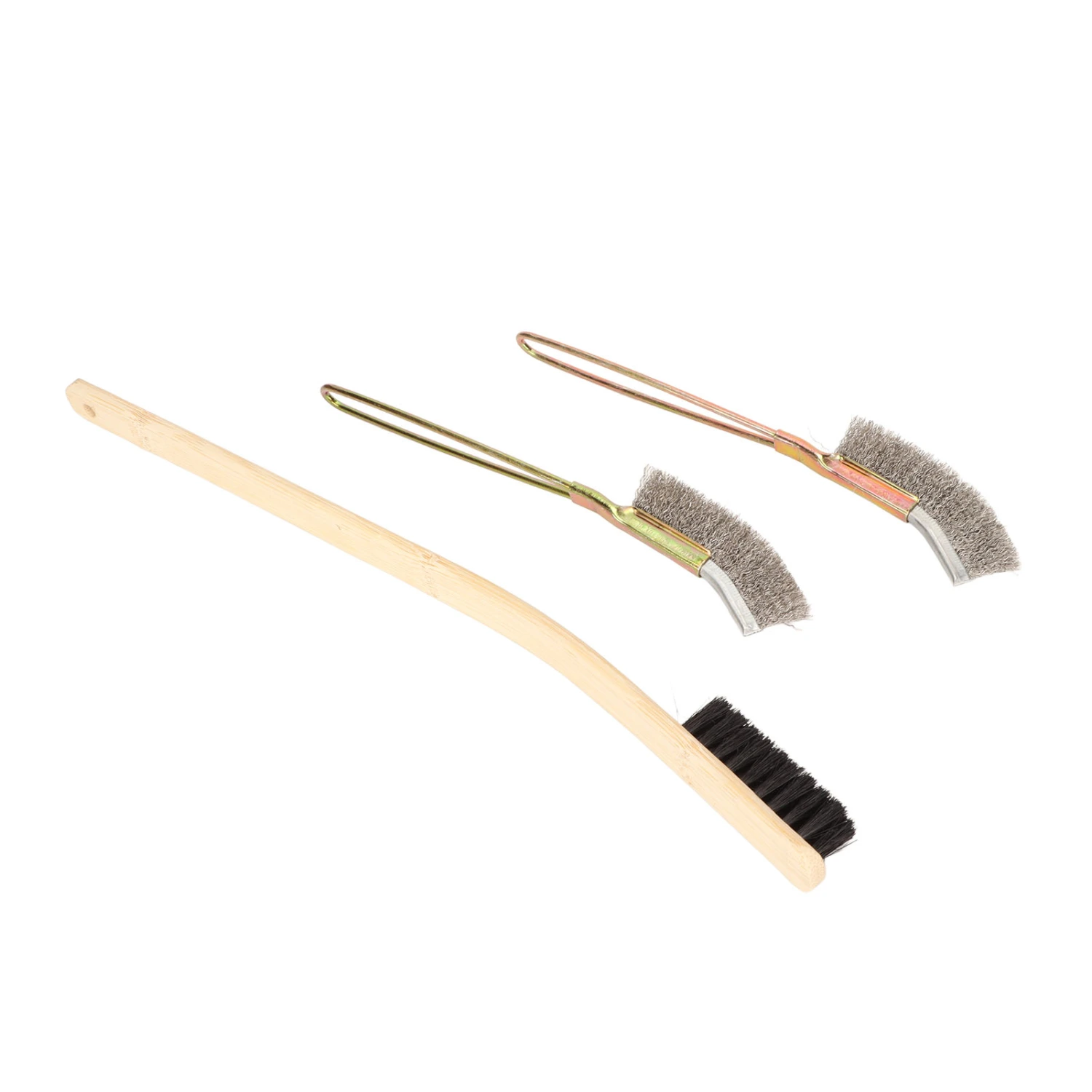 Long Handle Bird Cage Cleaning Brush Bamboo Stainless Steel Medium Hardness Bird Cage Cleaning Tool