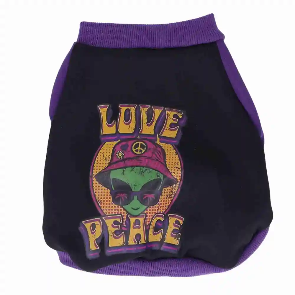 Dog Pullover Sweater Cartoon Alien Warm Color Block Breathable Dog Clothes for Fall and Winter Purple L