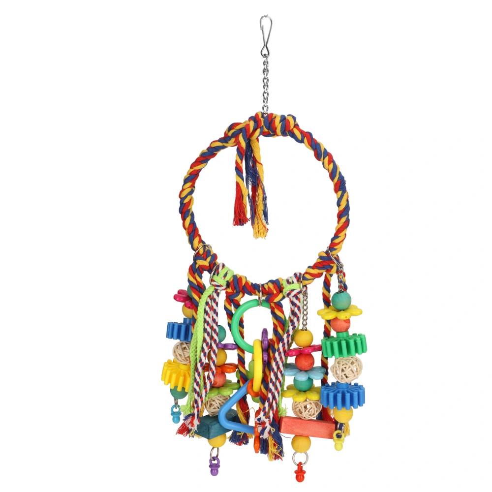 Bird Swing Toy Natural Safe Cotton Rope Relieve Boredomm Attractive Bird Perch with Colorful Chewing Toys