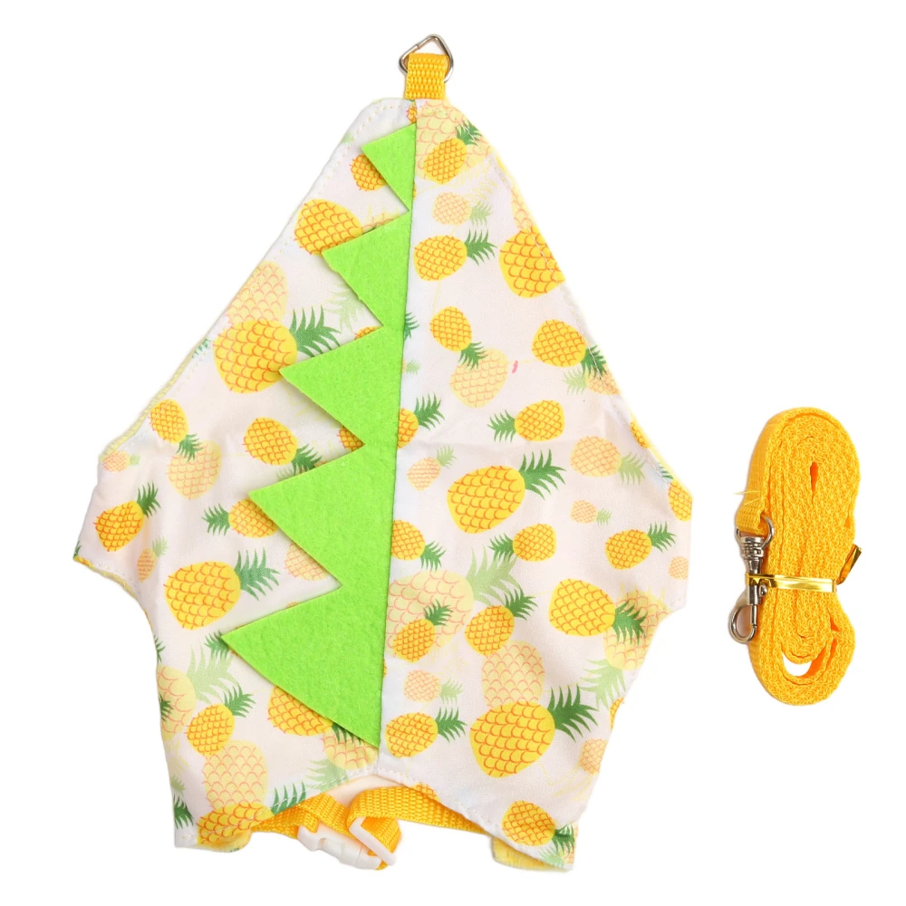 Rabbit Clothes Leash and Harness Set Soft Polyester Warm Yellow Pineapple Pattern Adjustable Rabbit Costume Harness S Yellow Pineapple