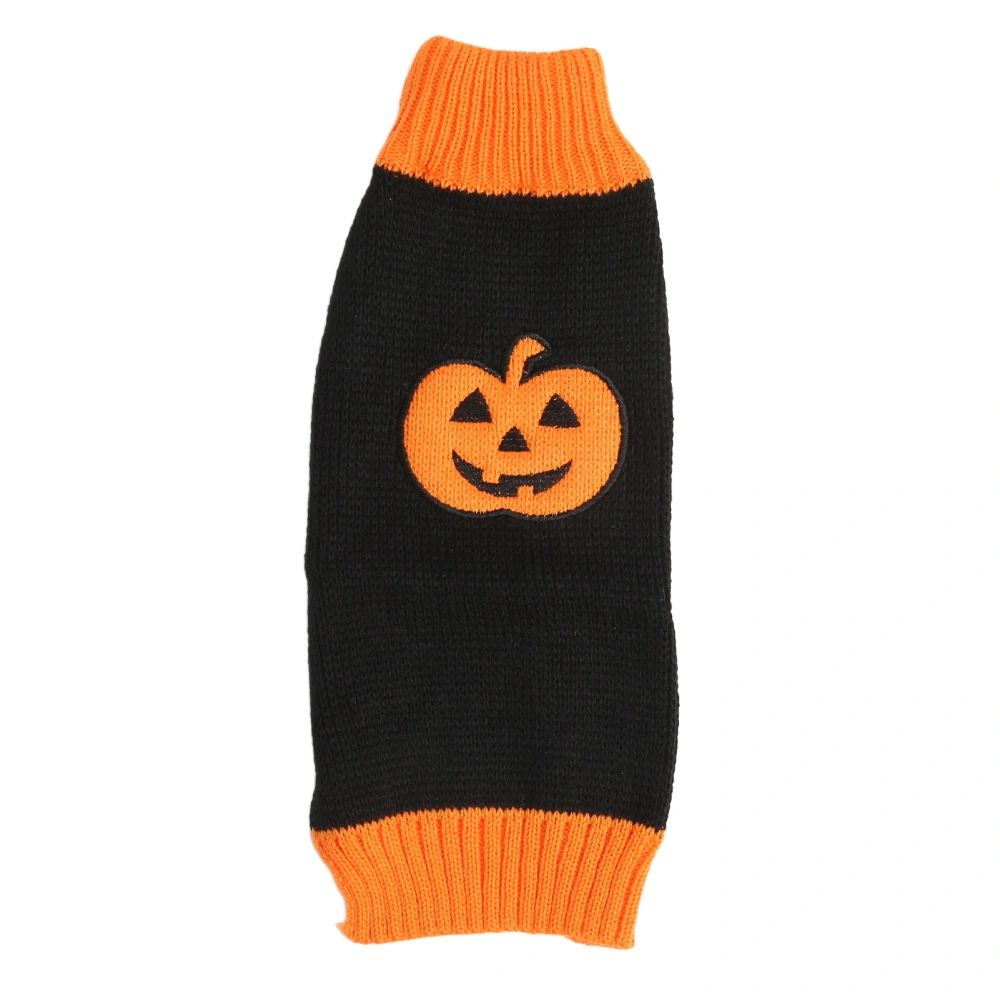 Pet Halloween Sweater Warm Stretchy High Collar Cute Pet Pumpkin Pullover Clothes for Dog Cat Autumn Winter L