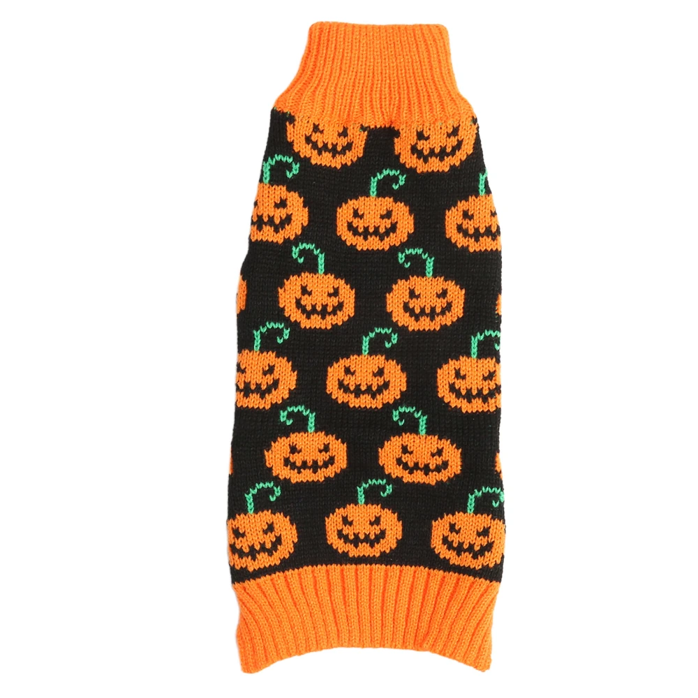 Dog Halloween Sweater Multi Pumpkin Smiley Face Dog Winter Clothes for Pet Halloween Supplies M