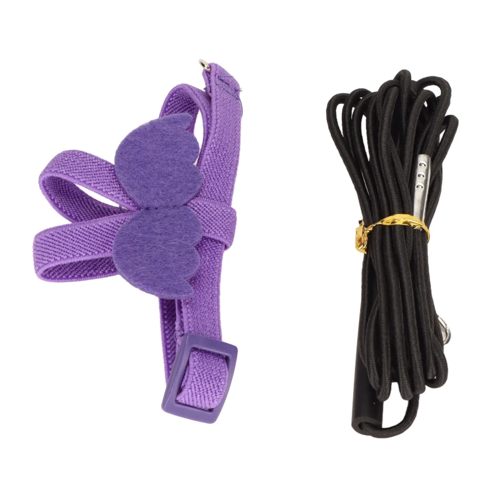 Bird Harness and Leash Super Light Adjustable Bite Resistant Parrot Harness Traction Rope with Cute Wing Handle Purple L Purple