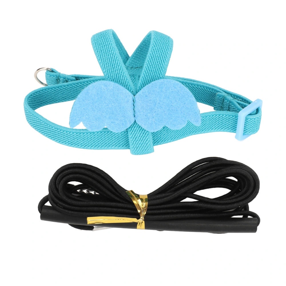 Bird Harness Leash Elastic Easy To Wear Adjustable Lightweight Portable Parrot Flying Leash Straps with Cute Wings XS Blue