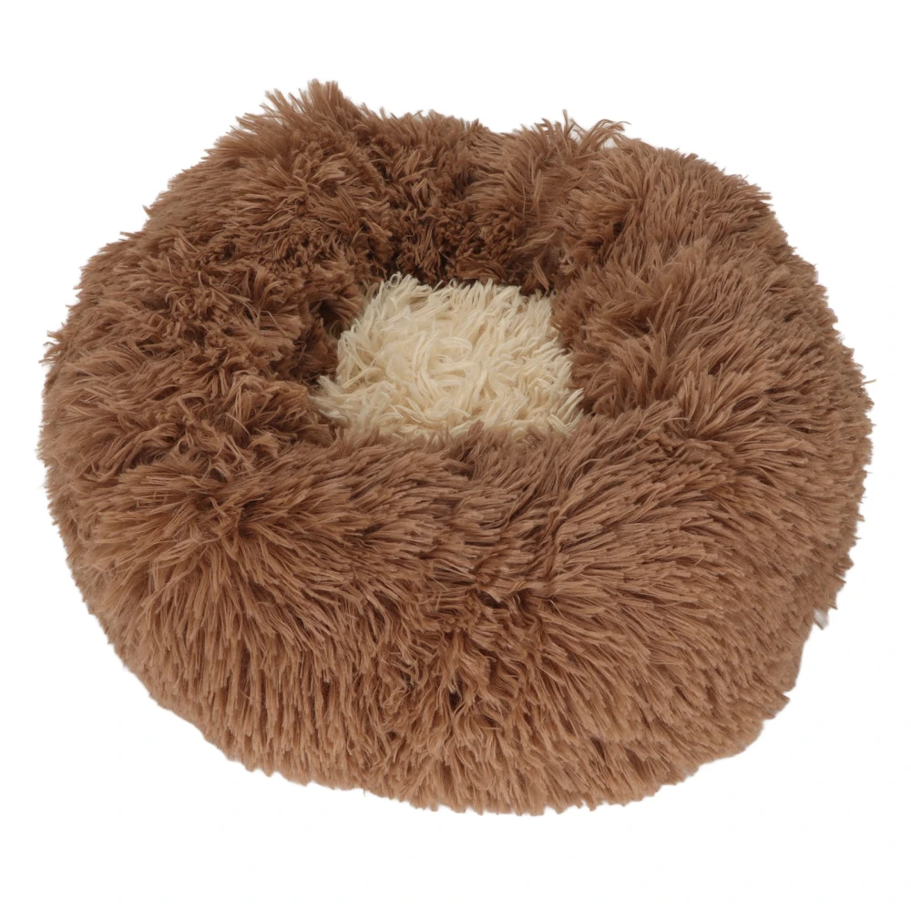 Cat Bed Keep Warm Breathable Self Warming Fluffy Plush Fluffy Pet Bed Round Dog Bed for Sleep Rest Coffee 40cm