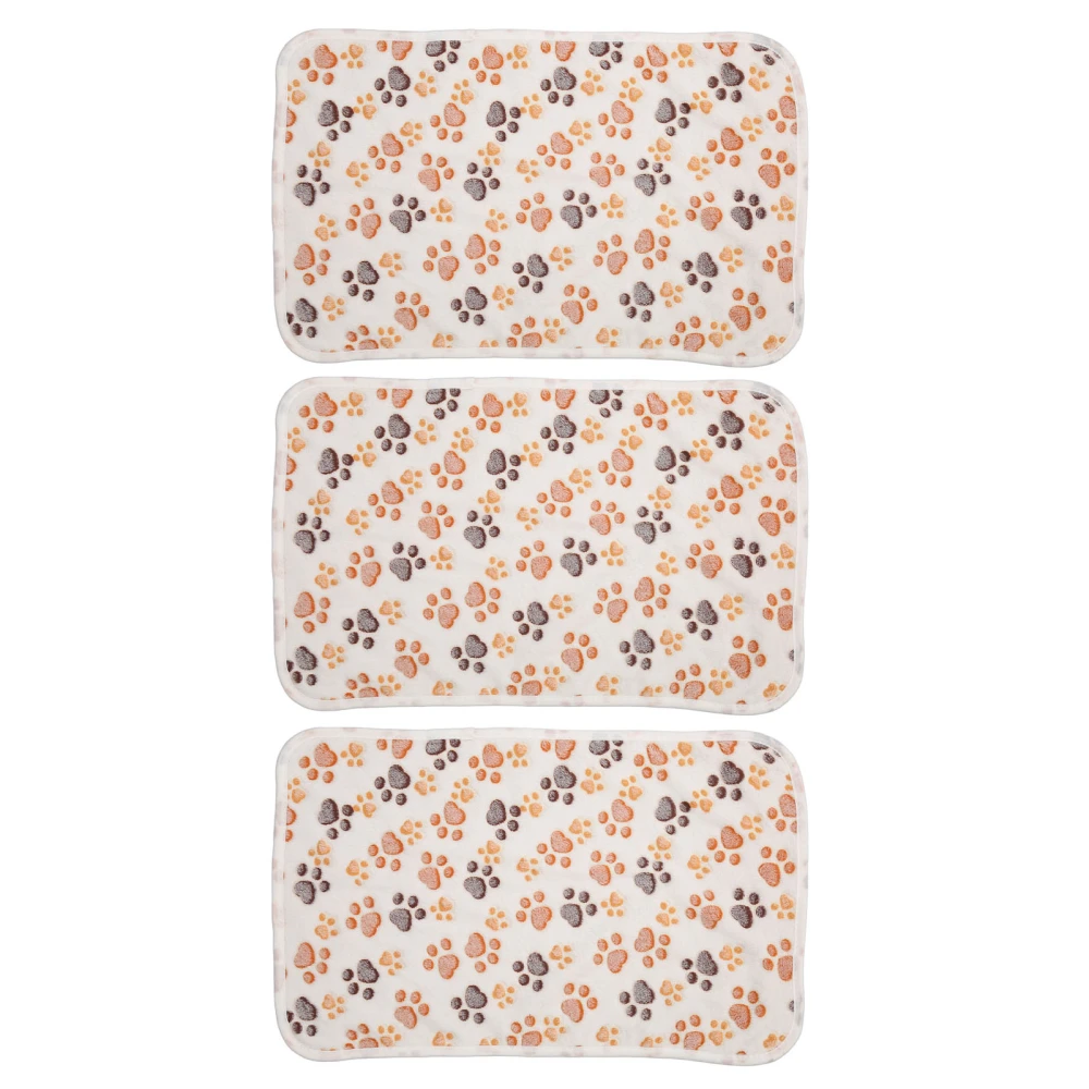 Buyweek 3Pcs Dog Paw Print Fleece Blanket Coral Fleece Cute Dog Paw Print Bite Resistant Soft Warm Sleep Mat for Pets Dogs Beige S