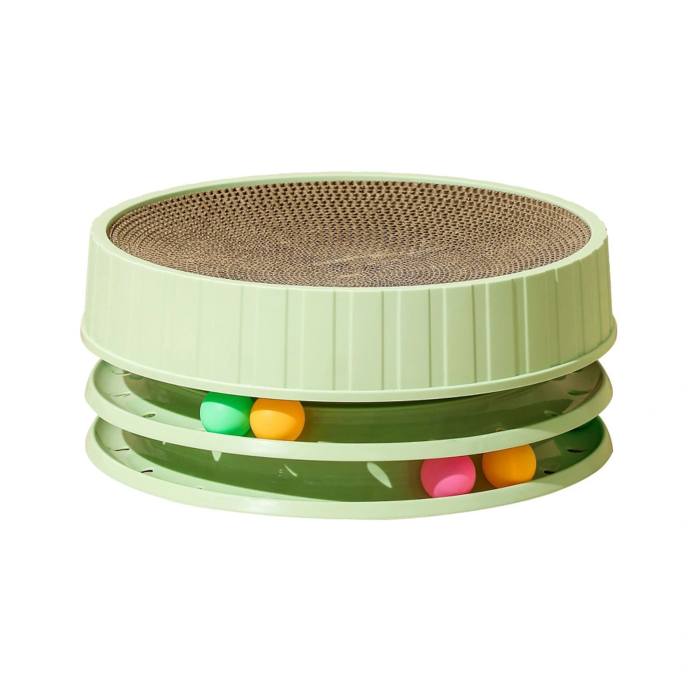 Cat Scratching Board Toy High Density Scratch Resistant Interactive Round Scratcher Cat Toy with Catnip for Cats Green