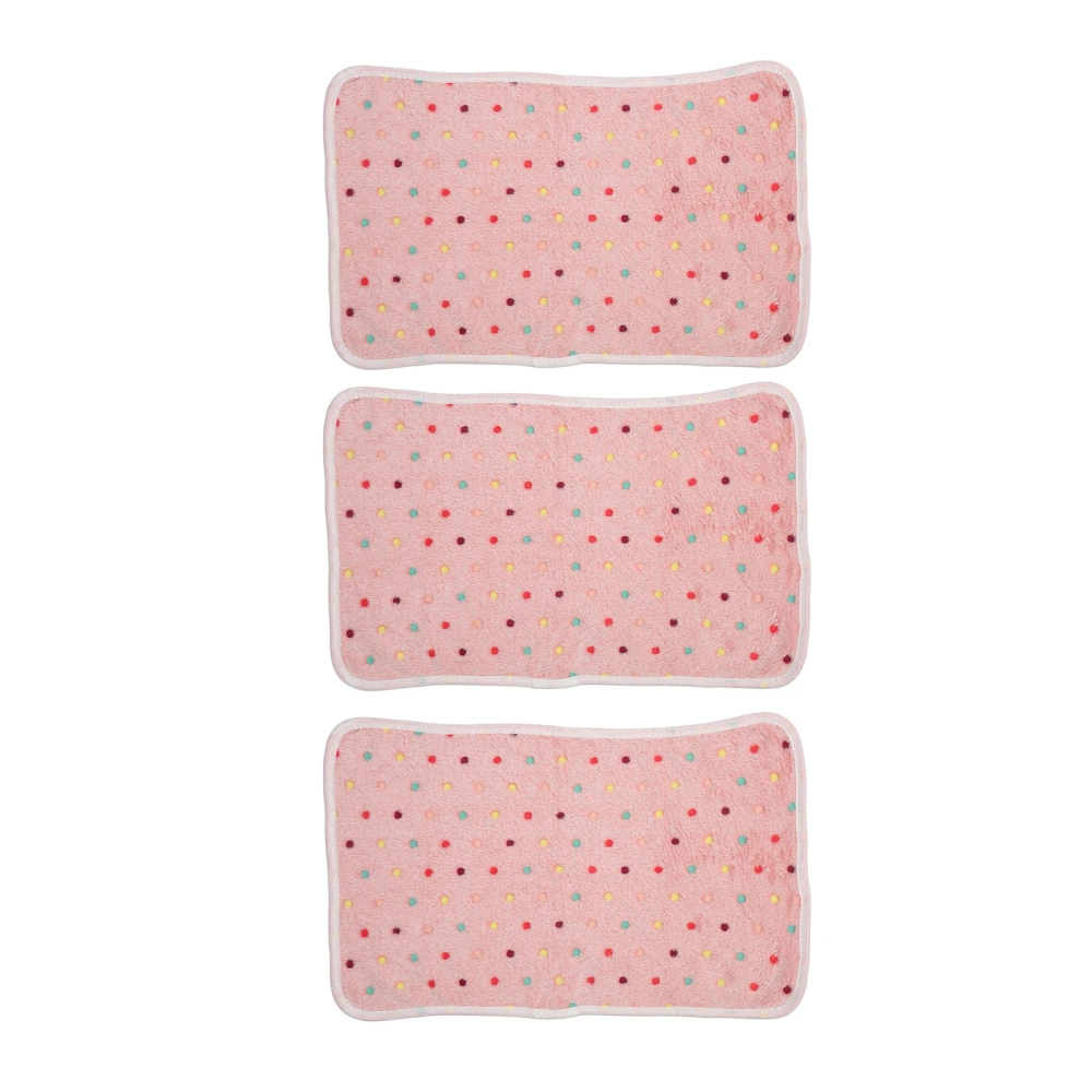 Buyweek 3Pcs Dog Blankets Super Soft Warm Coral Fleece Dotted Print Pet Sleep Mat for Dogs Cats Puppy Pink XS