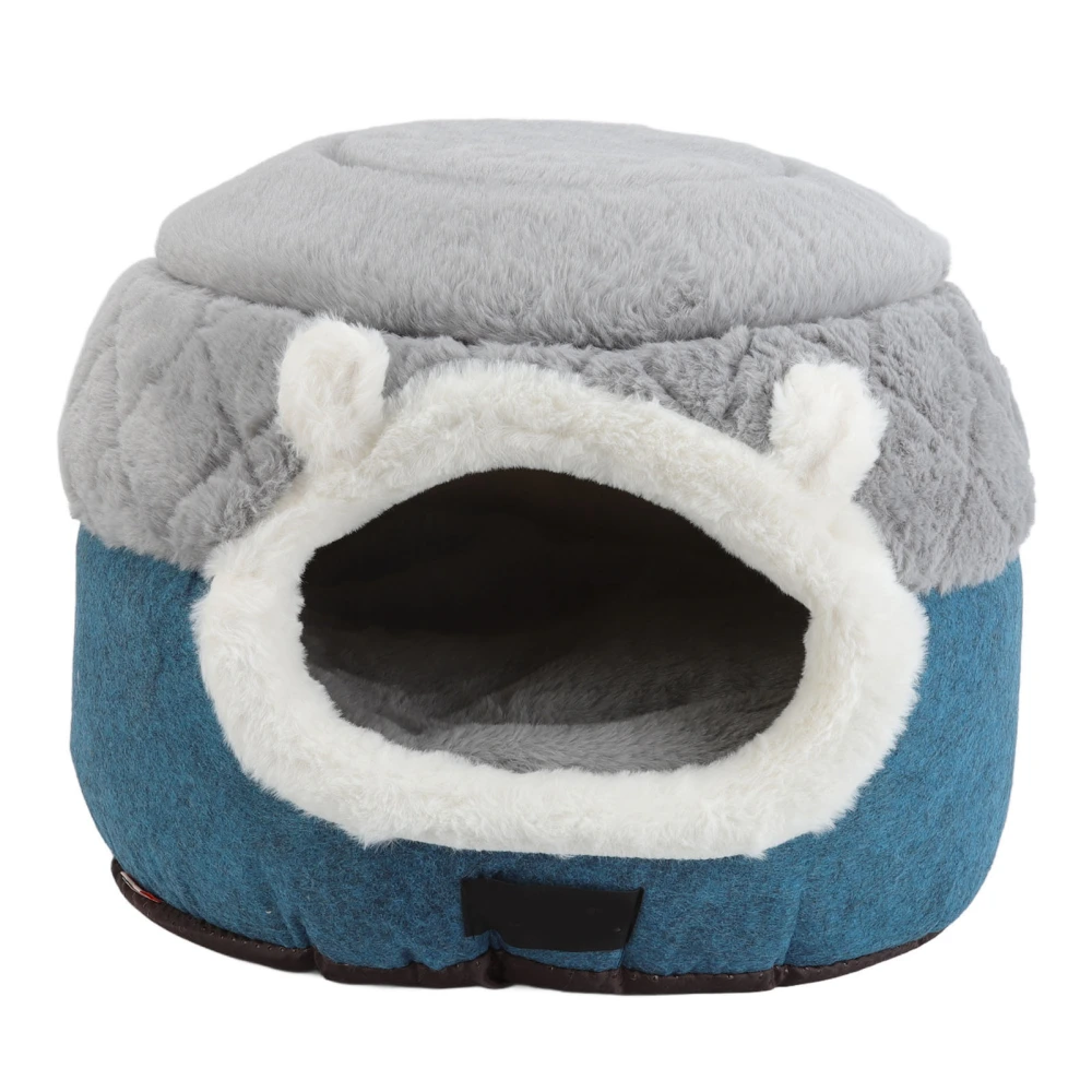 Cat Bed Cave Semi Cave Design All Seasons Comfortable Soft Warm Kitten Cave Bed for Cats Kittens Dual Use Quilted Warm Cat House Dark Green and Gray M