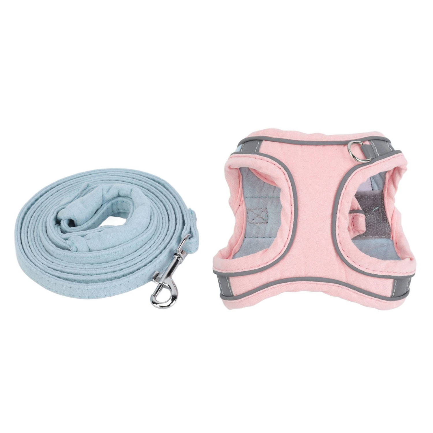 Cat Vest Harnesses and Leash Color Blocked Reflective Adjustable Escape Proof Kitten Vest Harnesses for Walking Outdoor Blue Pink M