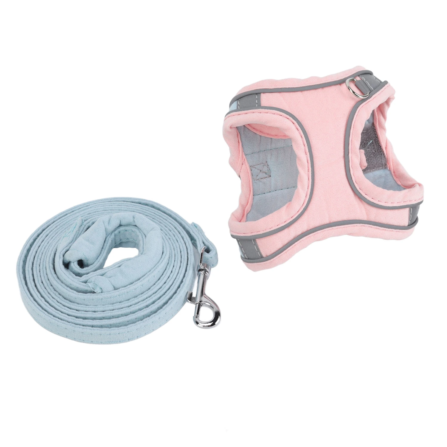 Cat Vest Harnesses and Leash Color Blocked Reflective Adjustable Escape Proof Kitten Vest Harnesses for Walking Outdoor Blue Pink M