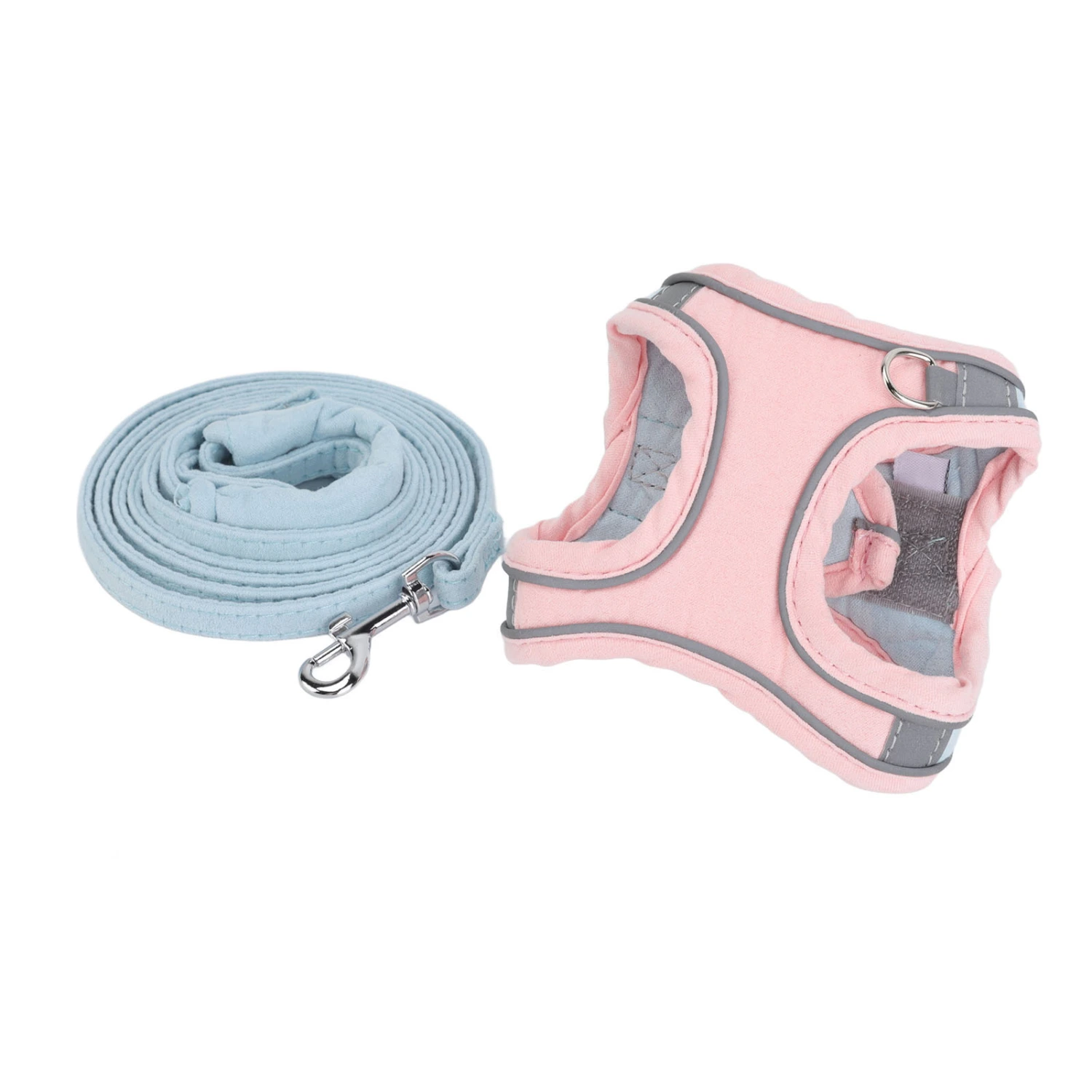 Cat Vest Harnesses and Leash Color Blocked Reflective Adjustable Escape Proof Kitten Vest Harnesses for Walking Outdoor Blue Pink M