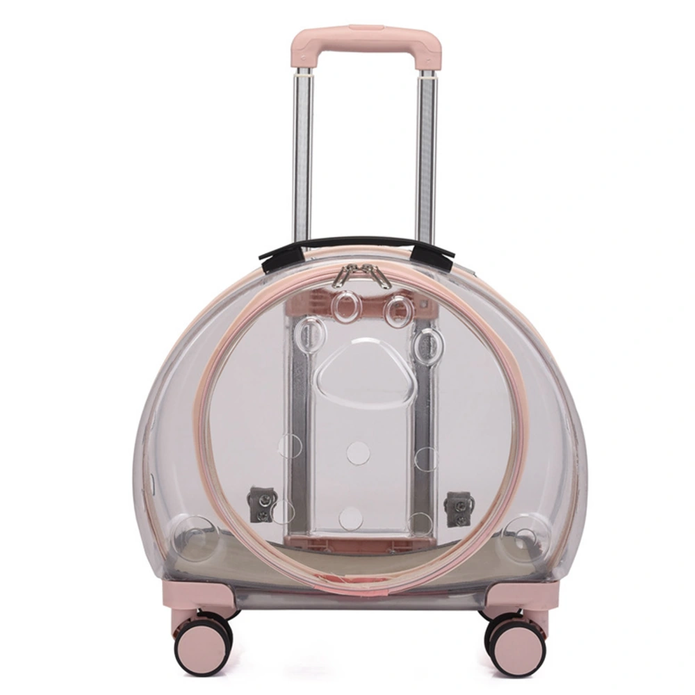 Pet Bubble Backpack Wear Resistant Portable Breathable Pet Trolley Case for Small Pets Kittens Dogs Rabbits Pink A