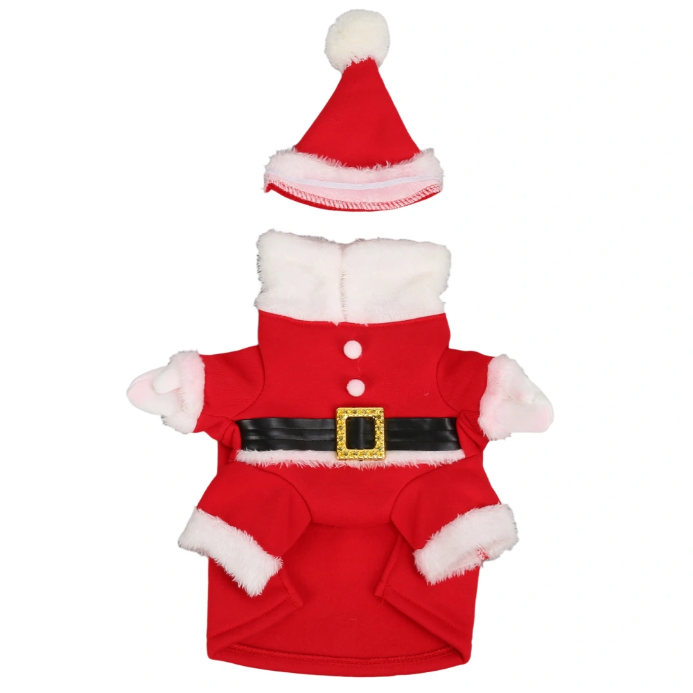 Dog Christmas Costume Warm Cute Skin Friendly Pet Puppy Christmas Suit with Hat for Daily Party Red White M