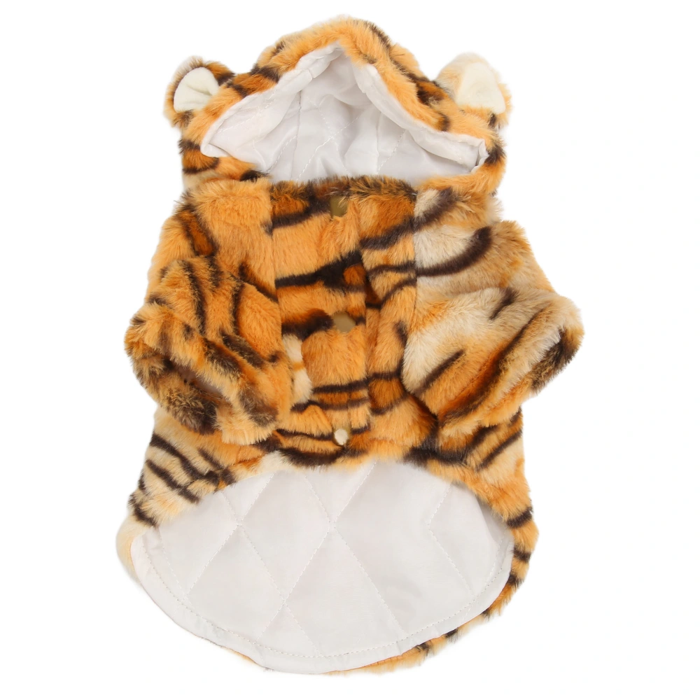 Halloween Dog Hoodie Tiger Grain Soft Comfortable Polyester Autumn Winter Warm Pet Clothes for Small Dogs Indoor Outdoor Coffee L