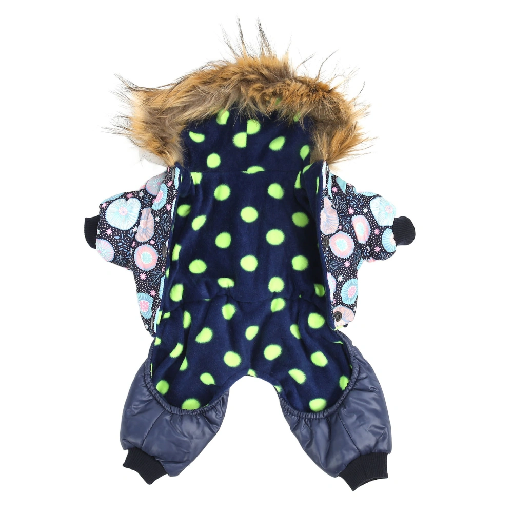 Dog Winter Coat Warm Hooded Thickened One Piece Pet Down Jacket for Small Medium Large Dogs Dark Blue L