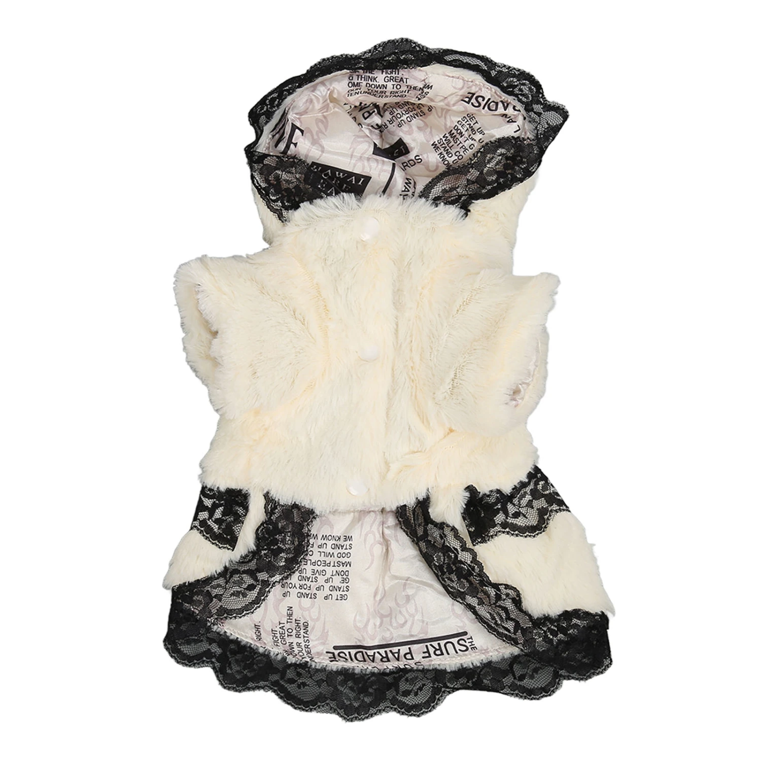 Pet Warm Dress Soft Skin Friendly Cute Hooded Dog Winter Clothes for Puppy Cat Party Daily Beige L