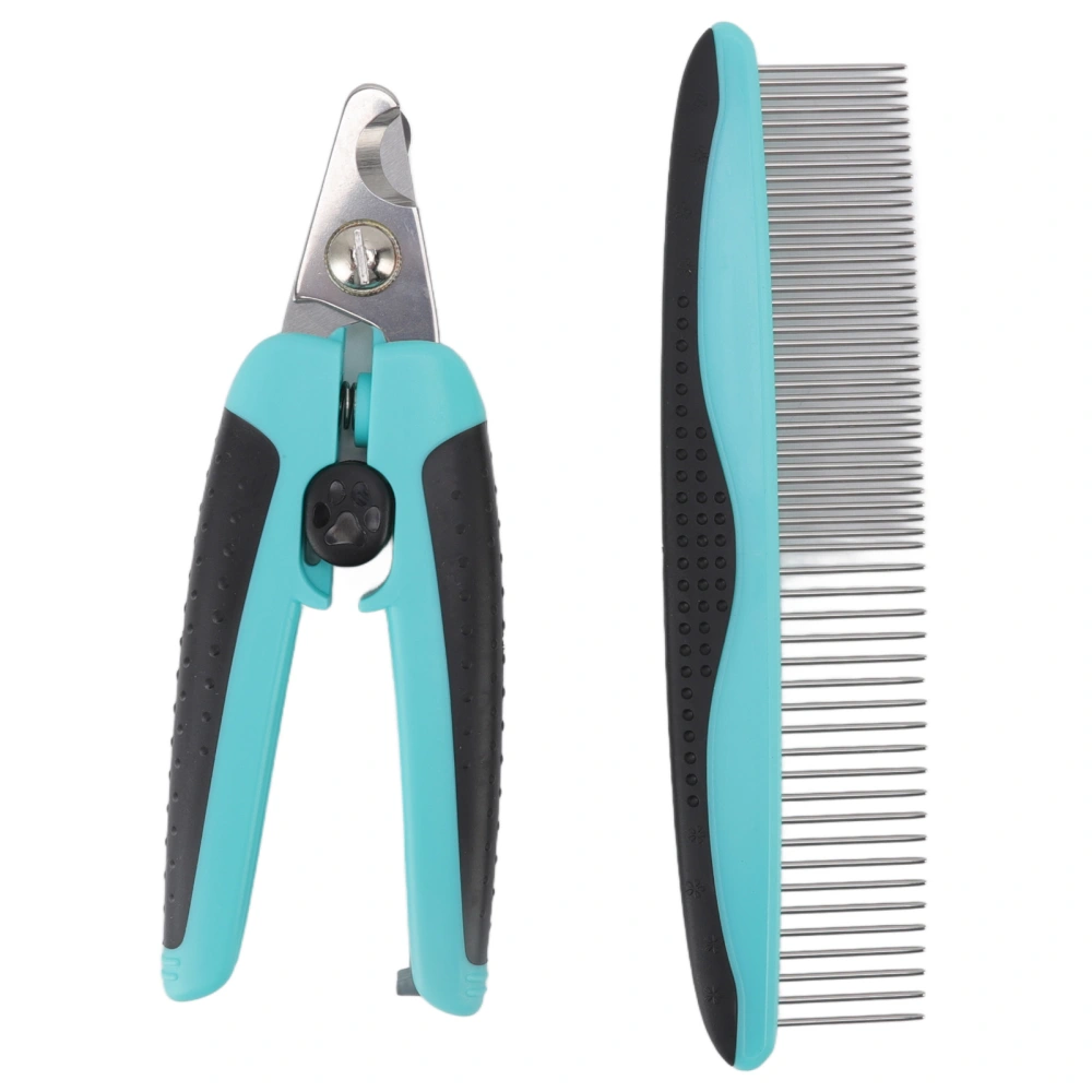 Stainless Steel Pet Nail Clippers and Comb Set Prevent Slipping Portable Pet Grooming Tools for Small Animals