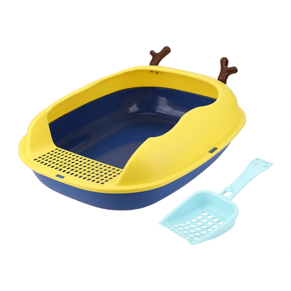 Cat Litter Box Splash Proof Semi Enclosed Large Space Kitten Toilet with Shovel for Hamsters Small Dogs