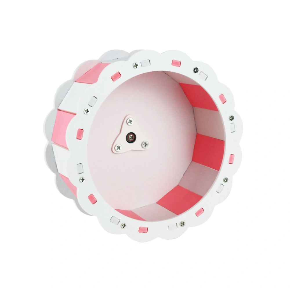 Hamster Wheel Silent Sunflower Shape PVC Screw Assembly Pet Running Wheel for Pet Hamster Sports Two Color, Sakura Pink and White 22cm/8.7in