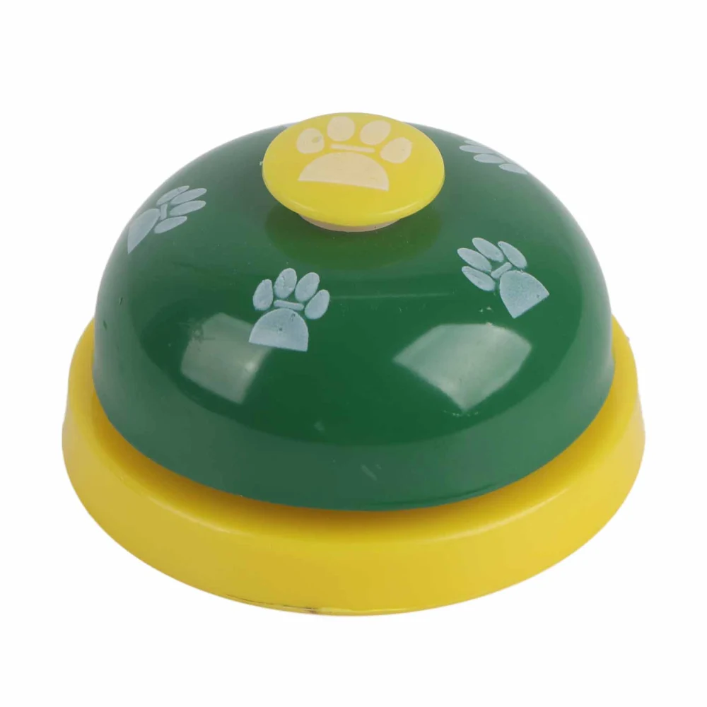 Pet Training Bells Called Dinner Interactive Pet Bell Toys for Dogs Teddy Puppy Training Green and Yellow