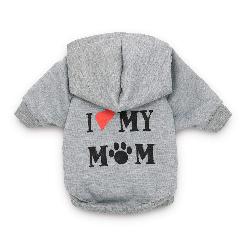 Dog Clothes I Love My Mom Printed Hoodie Puppy Sweatshirt Warm Puppy Clothes Hoodie