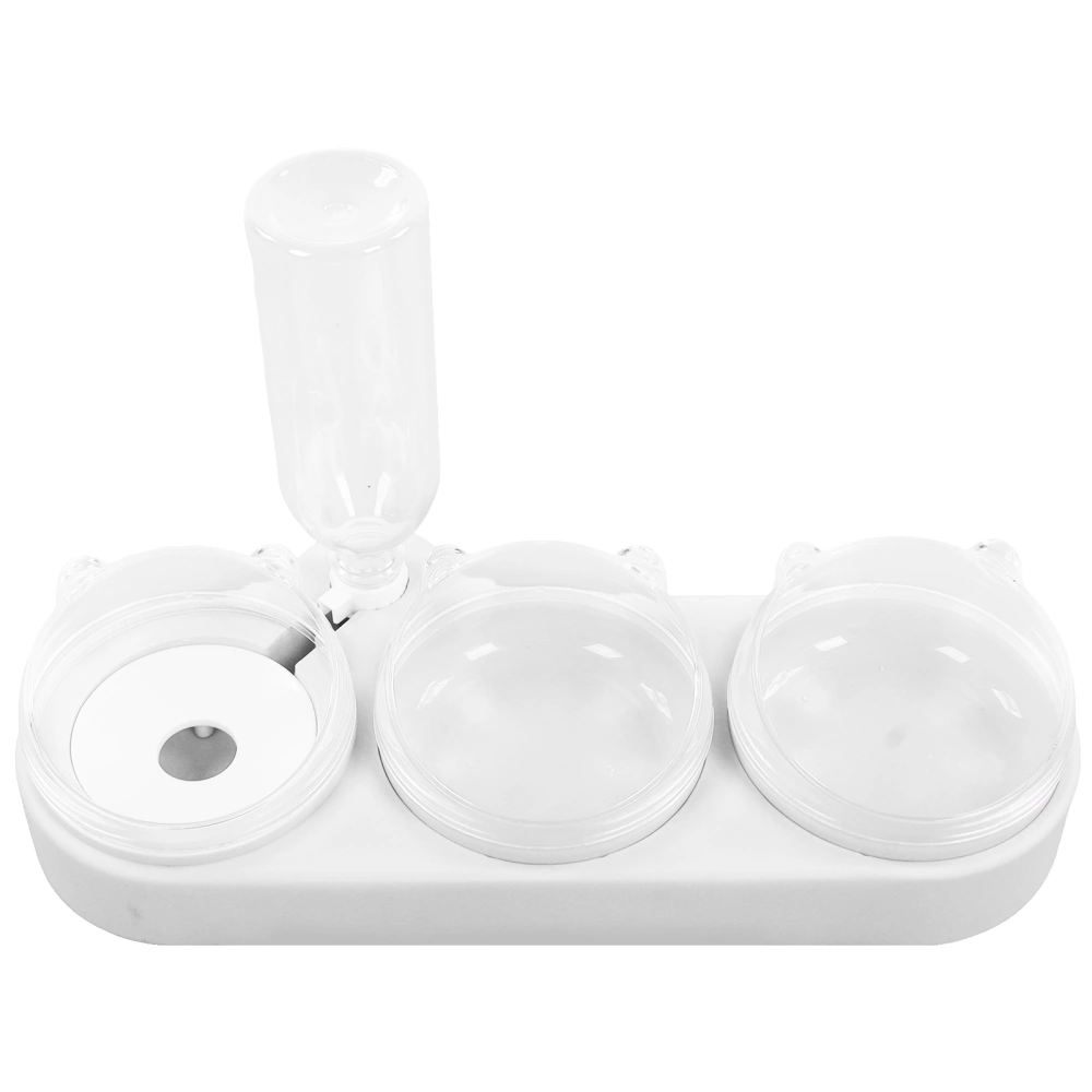 Cat Double Food Bowls Multipurpose Food Grade PP Automatic 3 in 1 Water Feeder Bowls for Small Cats and Dogs White