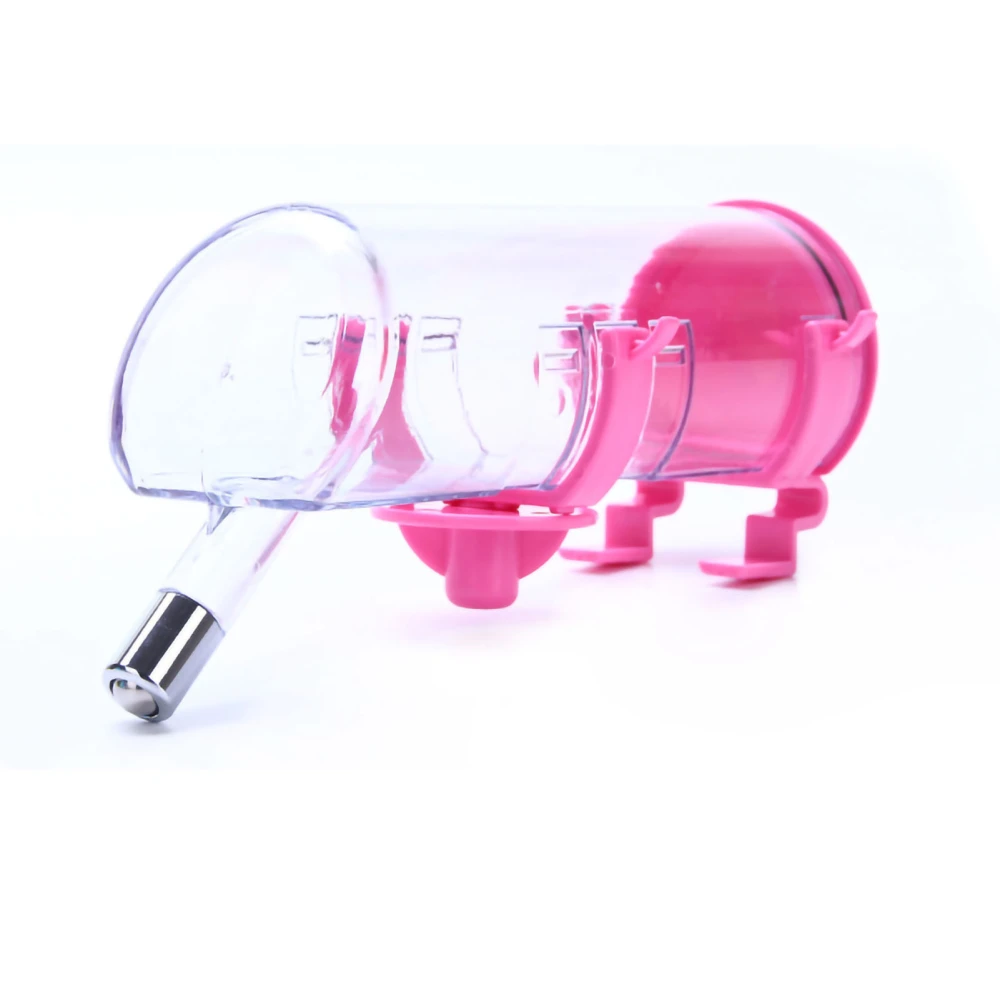 Dog Water Dispenser Hanging Automatic Pet Drinking Bottle for Small Medium Dogs and Cats Pink 350ML