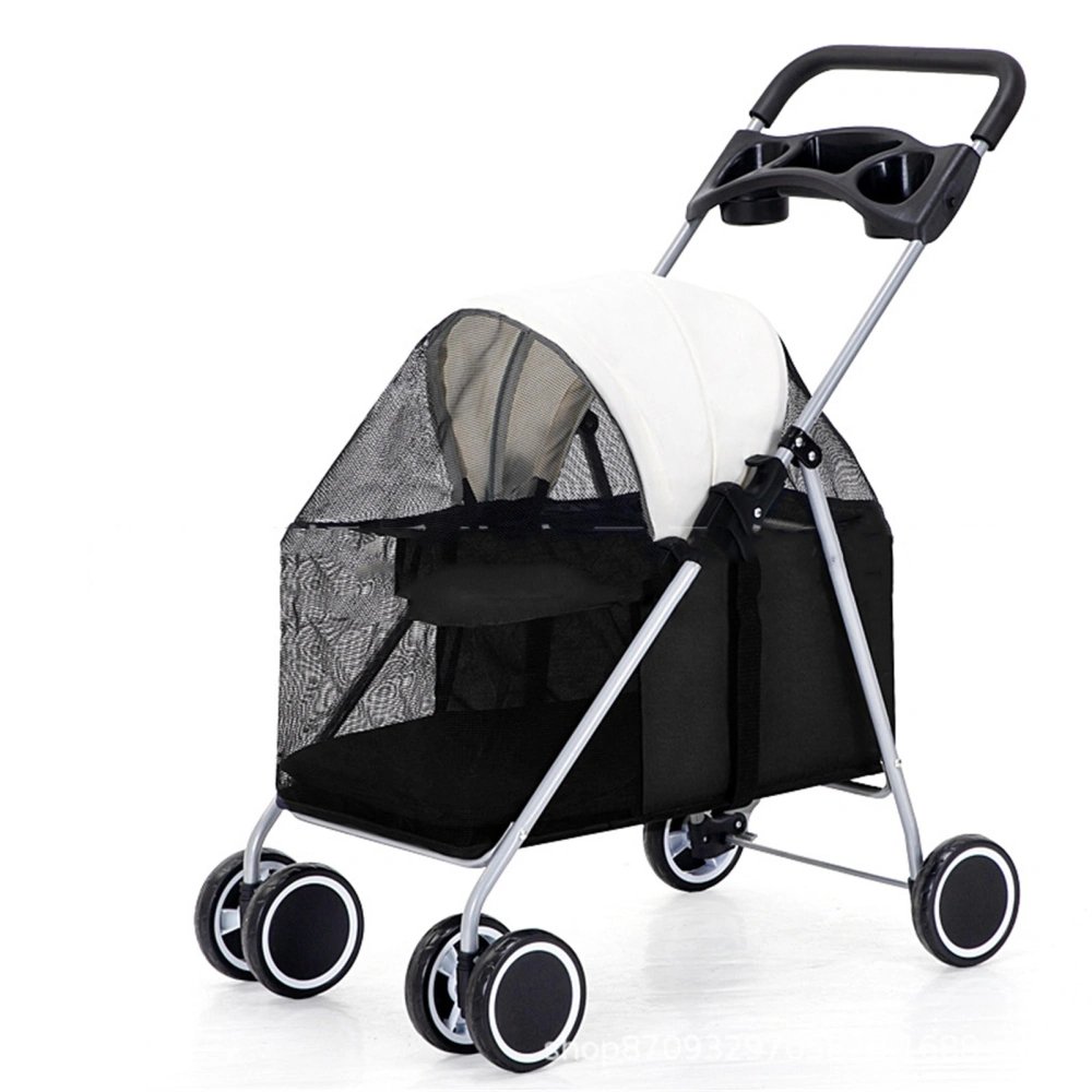 Buyweek Pet Stroller Outdoor Portable Folding Small Pet Stroller for Dog Cats Mouse Rabbits Black