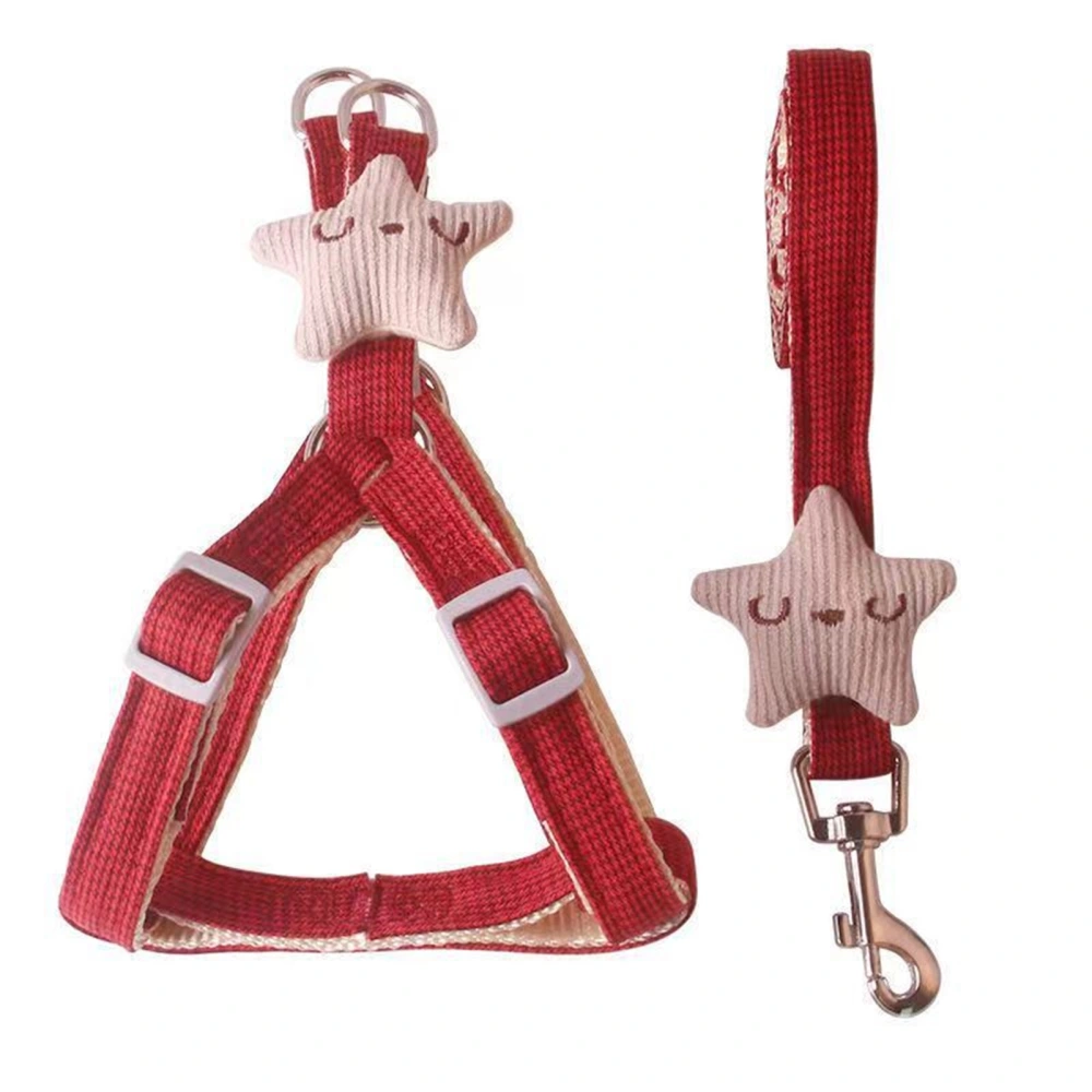 Dog Harness Leash Adjustable Comfortable Handle Safe Pet Vest with Traction Rope for Cat Walking Red 1.5x120cm / 0.6x47.2in